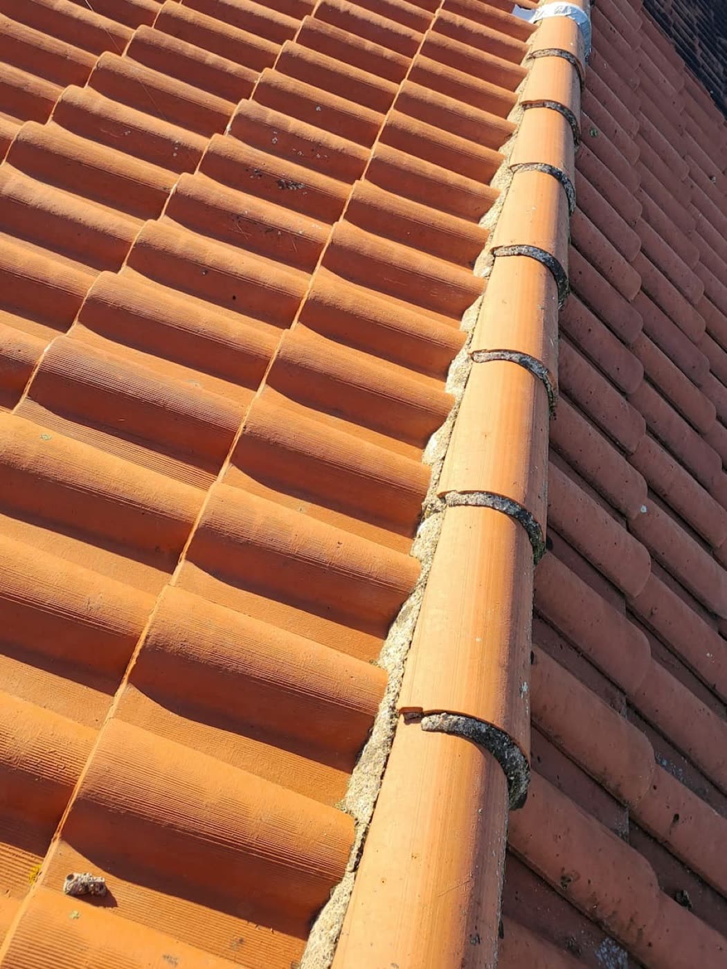 Faîtage à sec équipé d'un closoir ventilé et de faîtières vissées